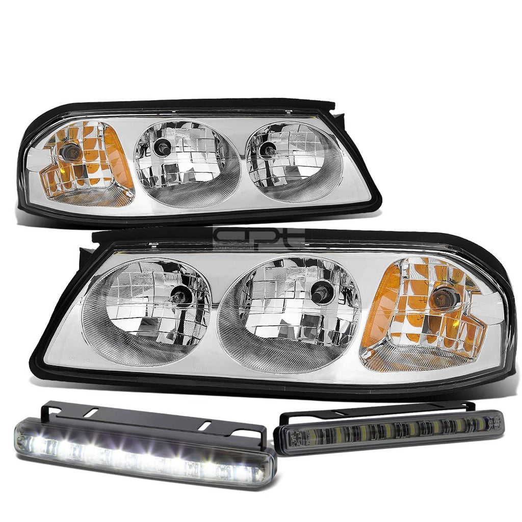 Chrome Housing Clear Headlight + Amber Corner + LED Fog Light Set for Impala (2000–2005)