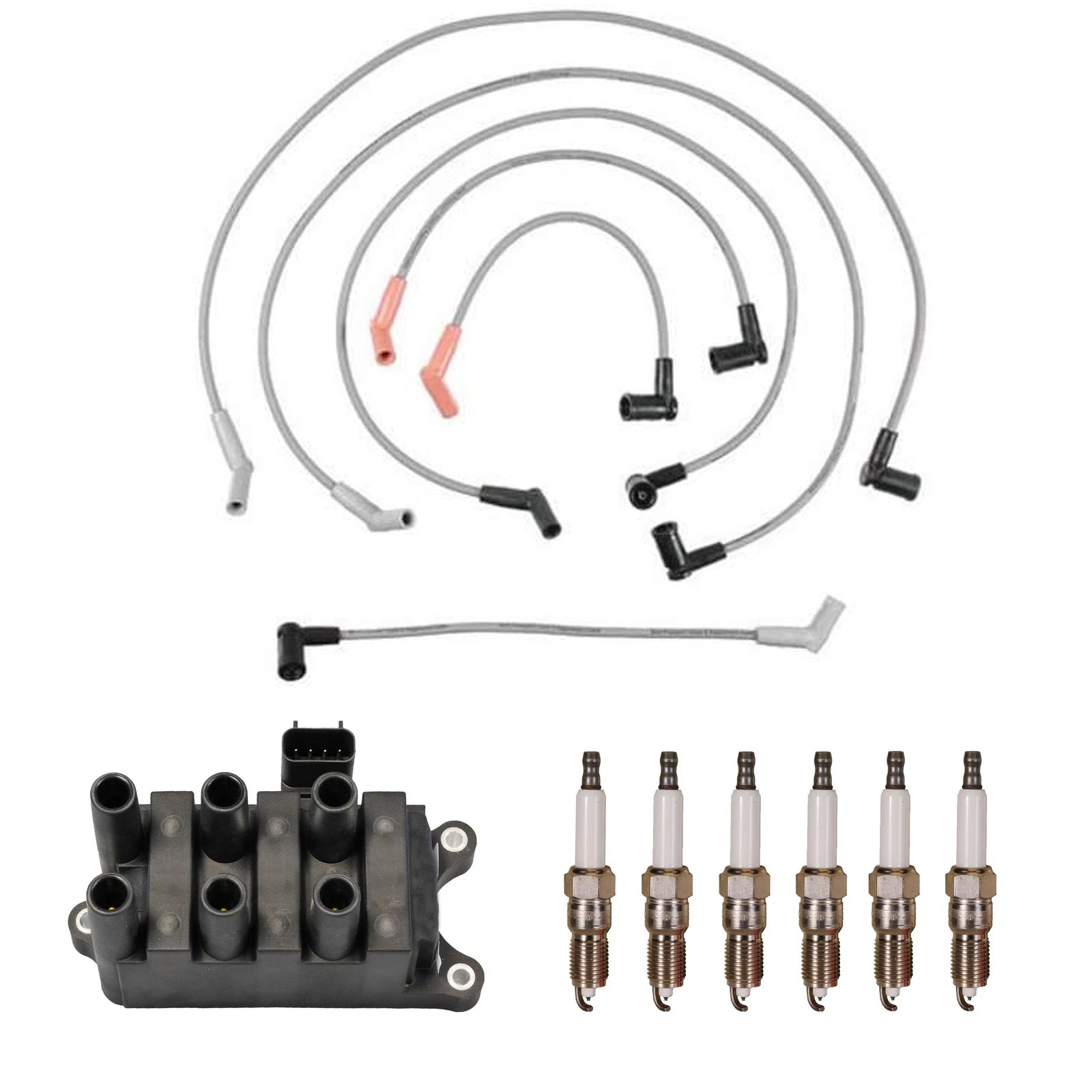Set of 6 Denso Ignition Coil Wire & Double Platinum Spark Plugs for Ford F-150
