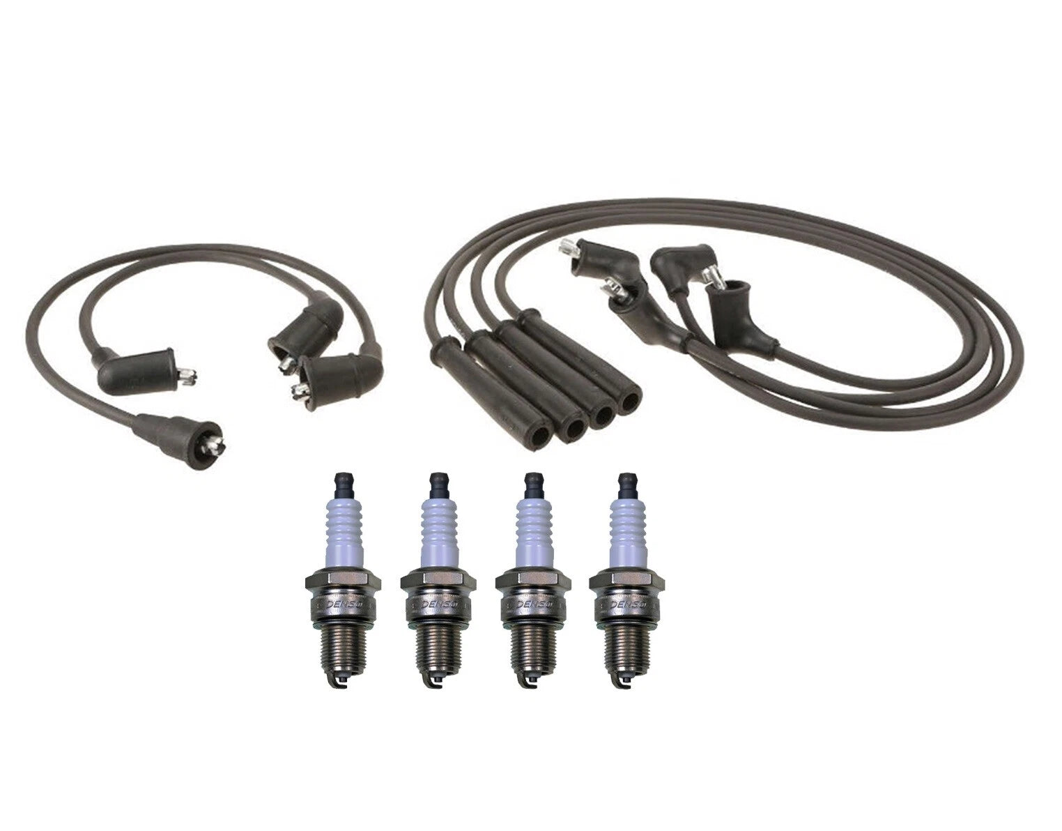 Denso 7mm Wire Set & 4 U-Groove Spark Plugs for Mazda Mitsubishi (2.6 L4)