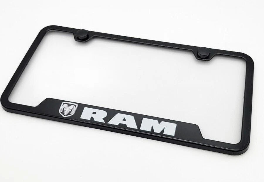 License Plate Frame Black Plastic Notched for Dodge Ram (2010–2024)