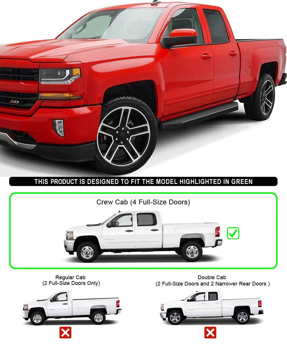 Running Boards for Chevy Silverado GMC Sierra Crew Cab (2007-2018)