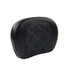 Passenger Sissy Bar Backrest Pad with Blue Stitching for Harley Electra Glide