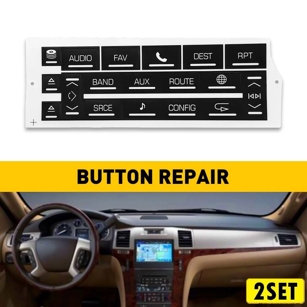Set of 2 Replacement Radio Button Stickers for Cadillac Escalade (2007–2014)