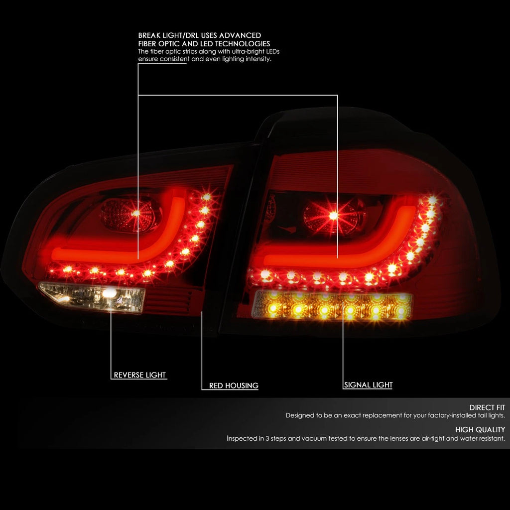 LED Tail Brake Light Stop Lamp Smoked for VW Golf Hatchback (2010–2014)