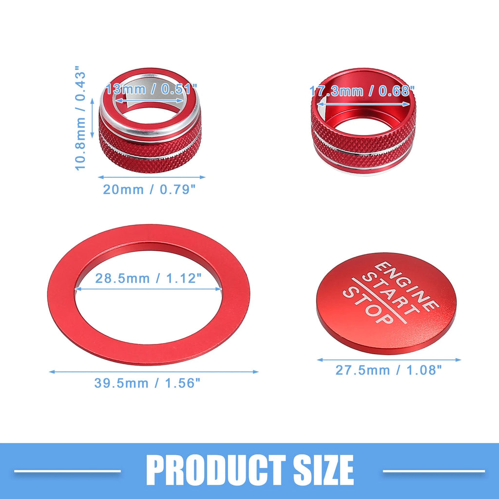 3pcs Media Volume Switch Knob Engine Start Button Cover for Honda Civic (2022)
