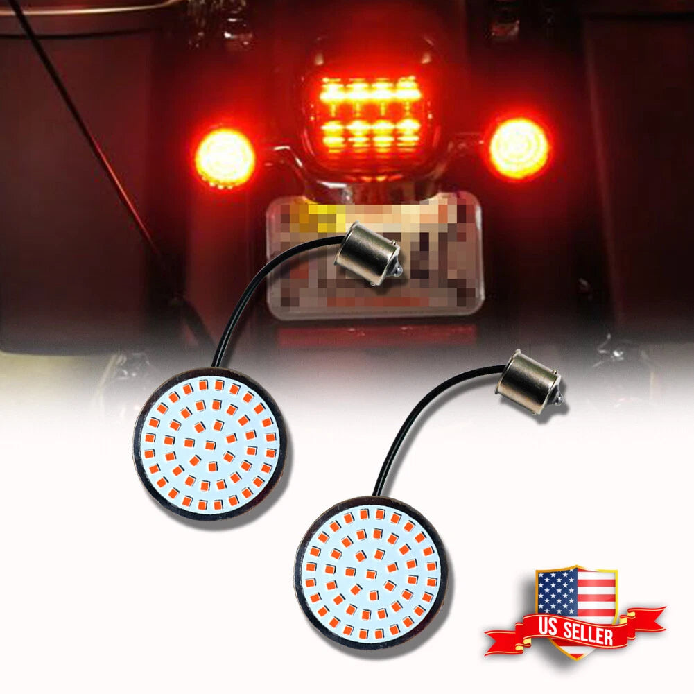 2X 48-LED 2" Red Rear Turn Signal Lights for Harley Road King Electra Glide
