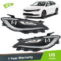 Set of 2 Halogen Headlights w/LED DRL for Chrysler 200 (2015–2017) Chrome Trim
