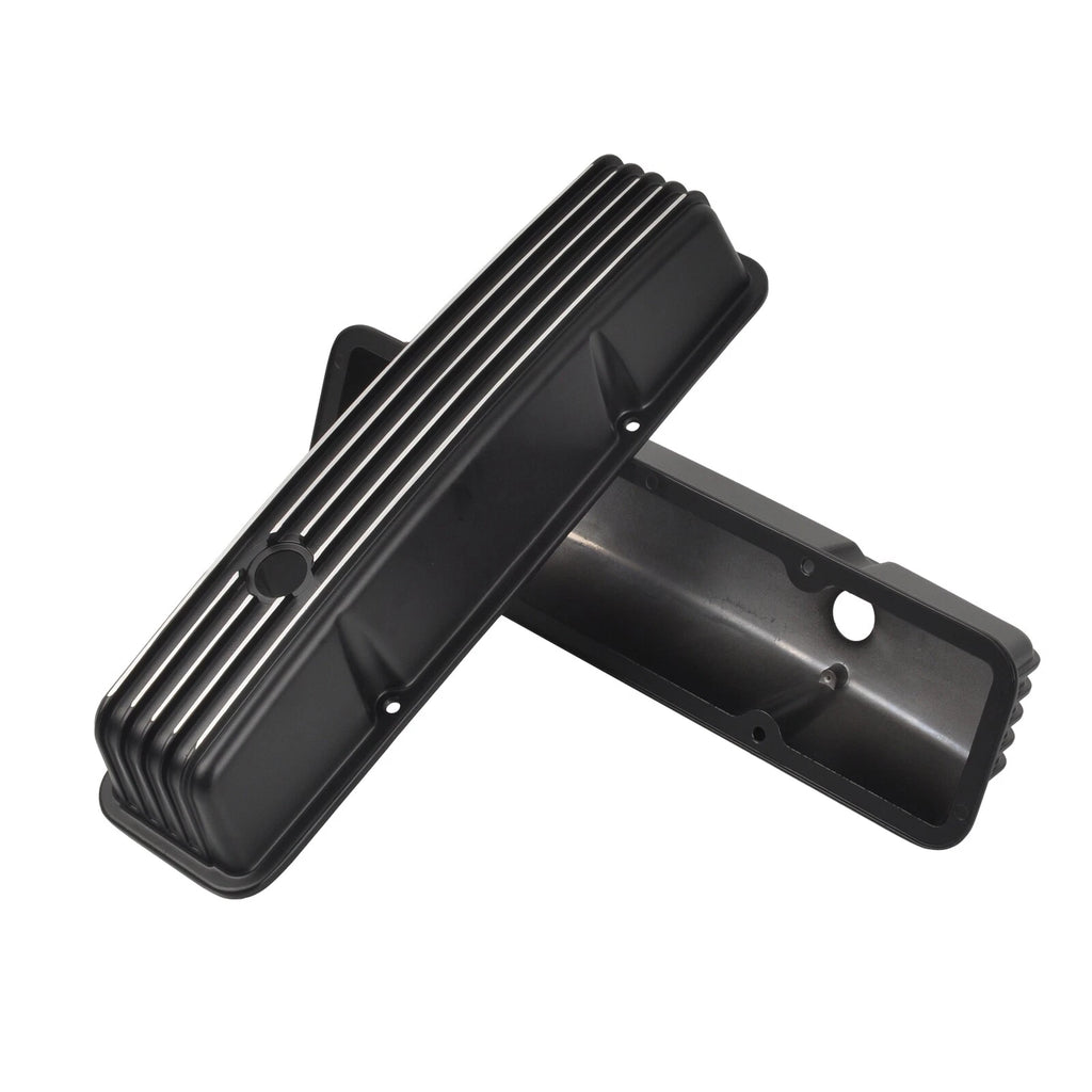 Valve Covers & 12" Oval Air Cleaner for SBC Chevy (1958–1986) Finned Tall Black