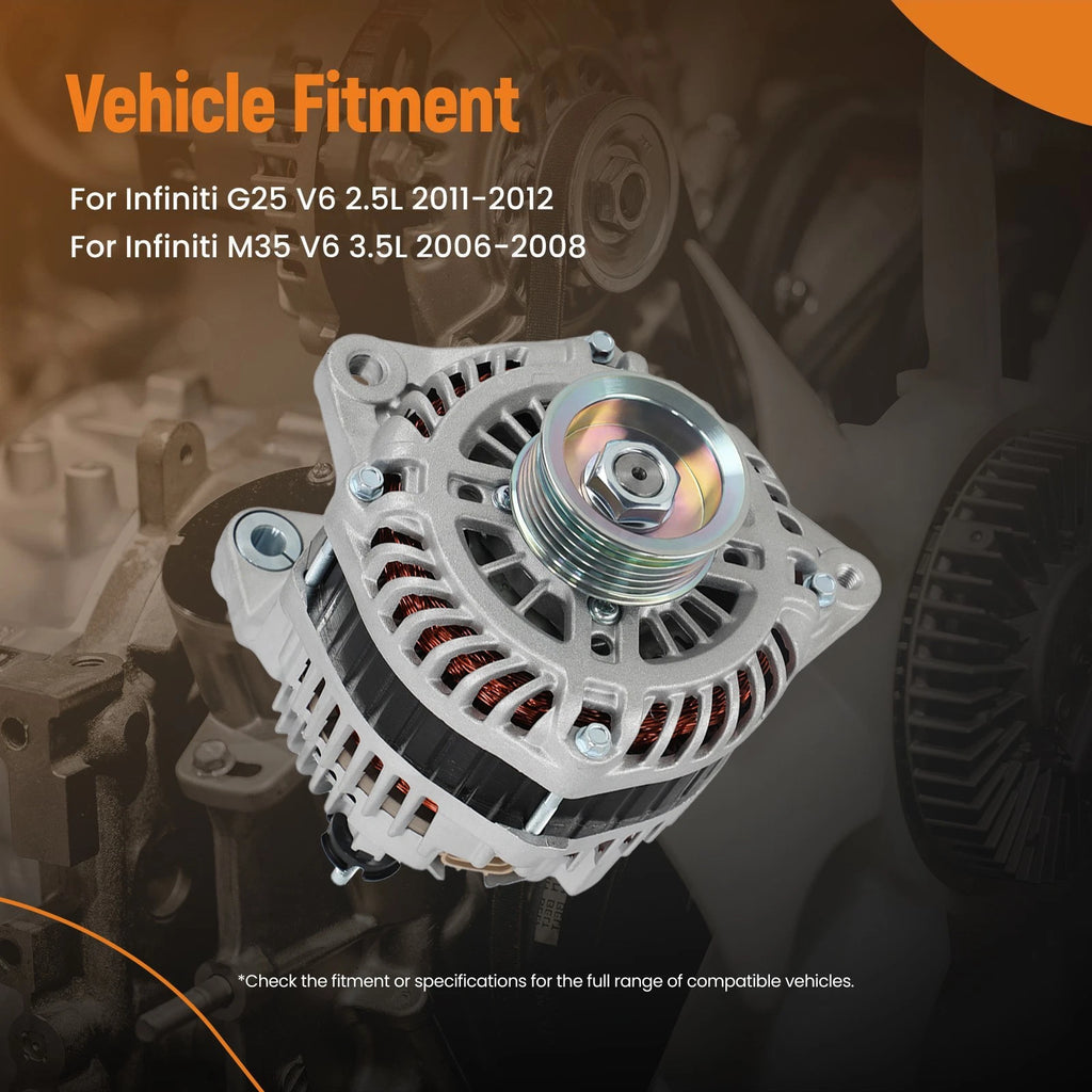Alternator for Infiniti M35 V6 3.5L (2006–2008) 150A 12V 6-Groove