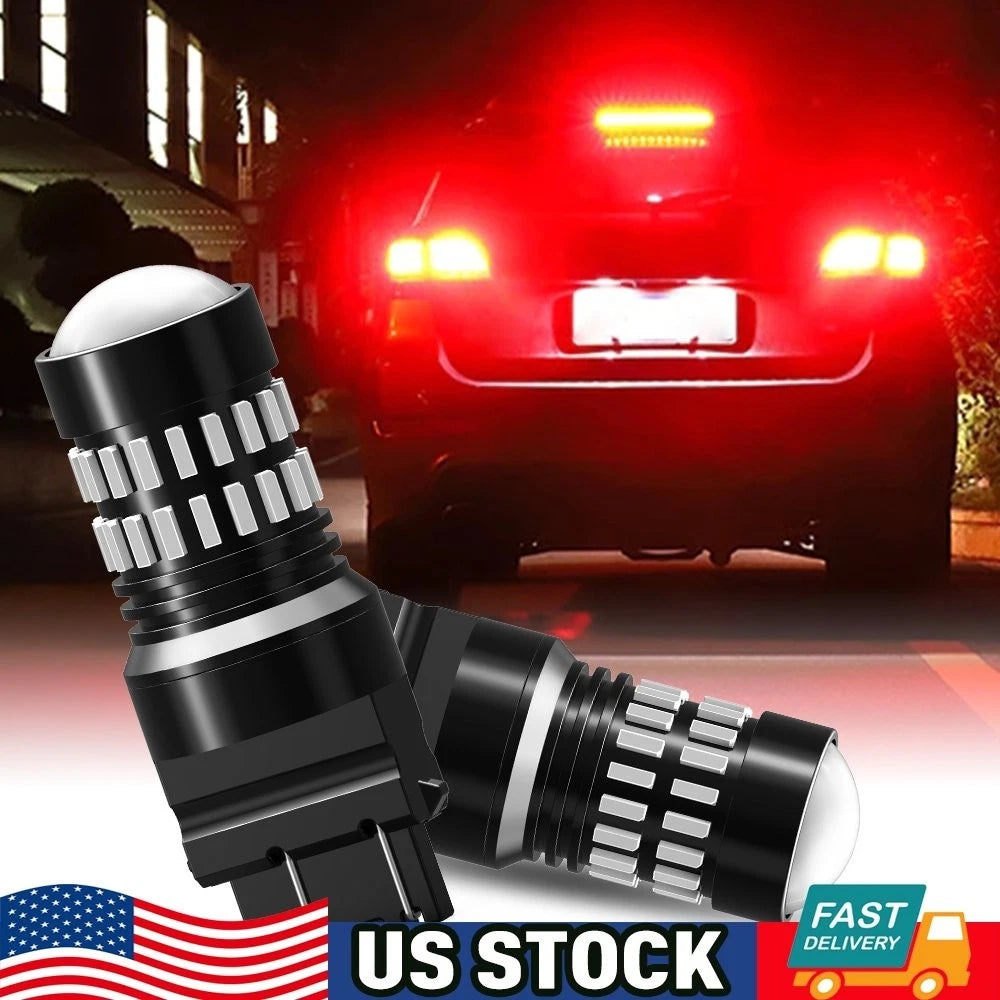 2X Red LED Strobe Brake Tail Light Bulbs