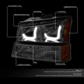 Smoked Amber J-Halo LED DRL Headlights for Chevy Silverado (2003–2007)
