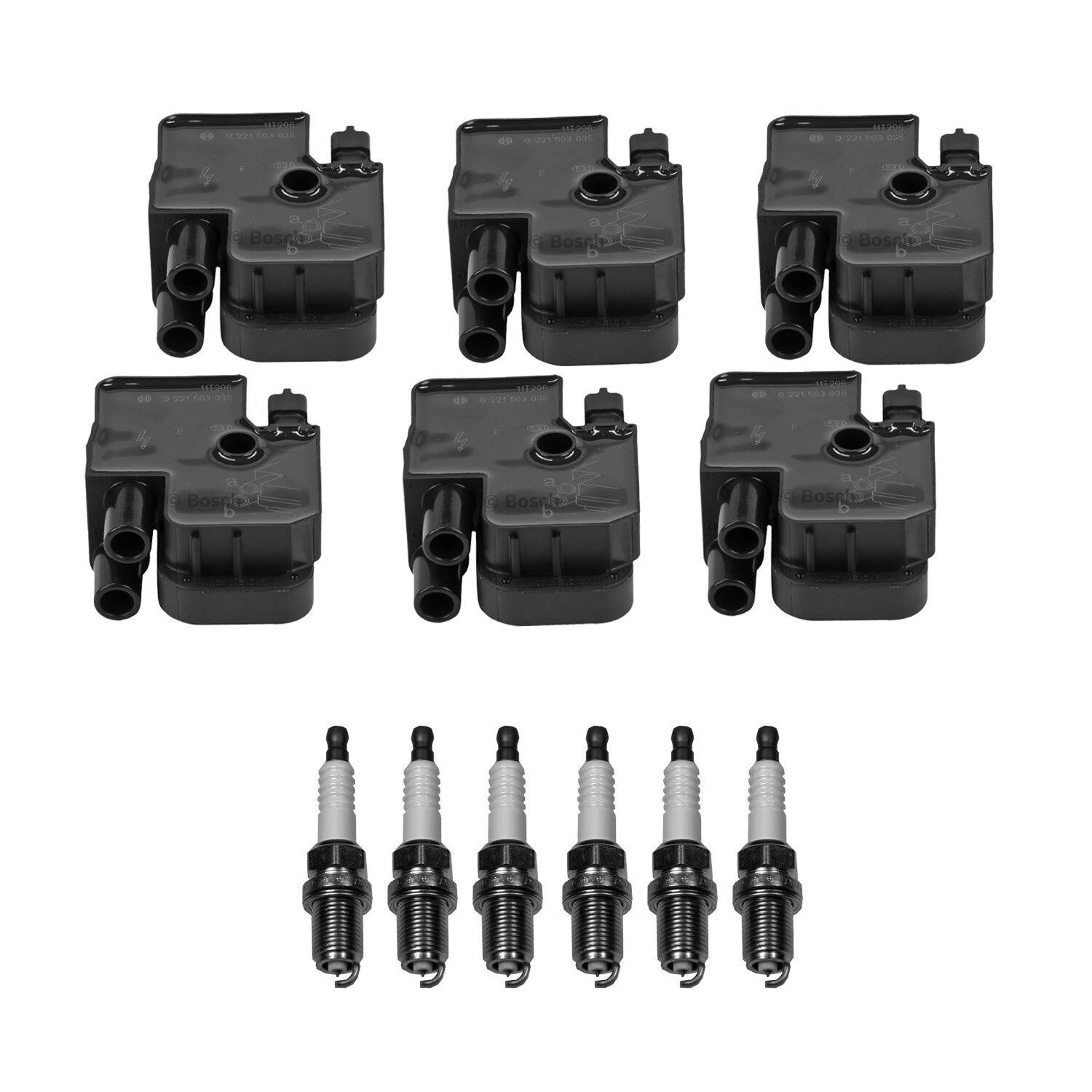 Set of 6 Ignition Coils & Spark Plugs for Mercedes W203 W211 V6