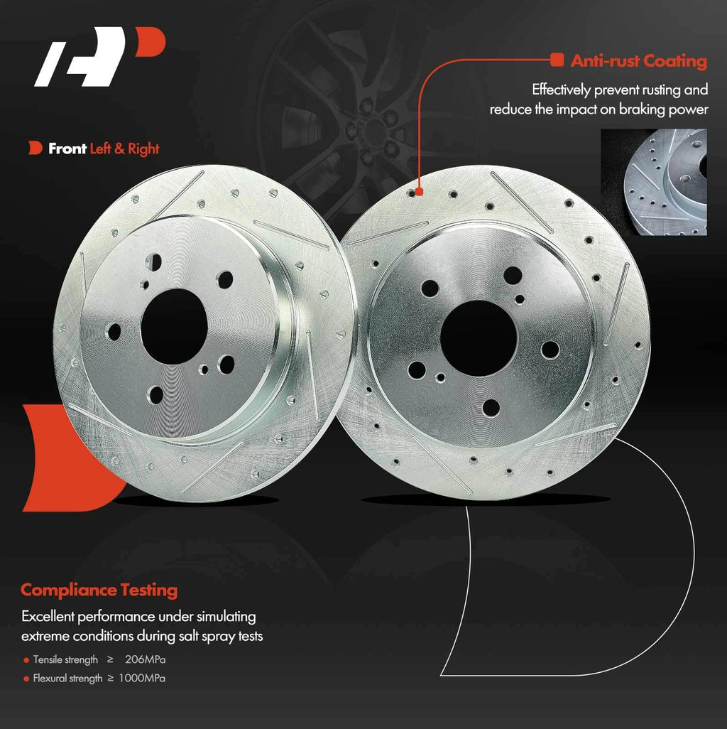Front Drilled Brake Rotors & Ceramic Pads for Toyota Camry/Lexus (2018-2023)