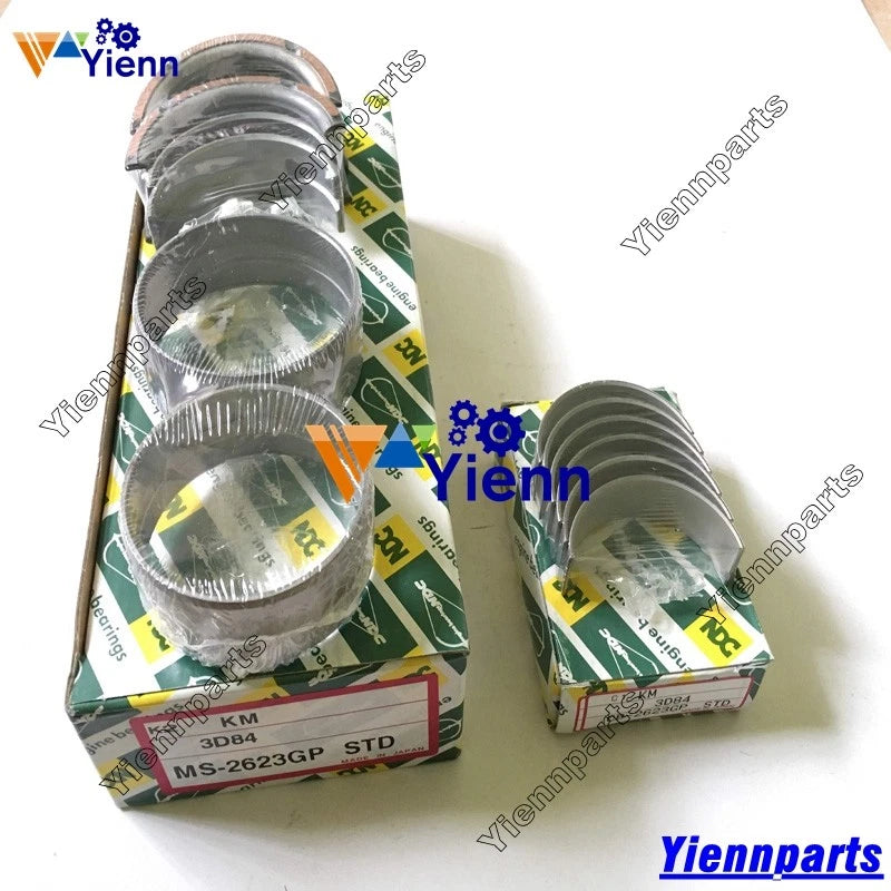 Set of 3 Crankshaft Main Connecting Bearings for Yanmar Engine (3T84, 3T84HLE, 3D84-1)