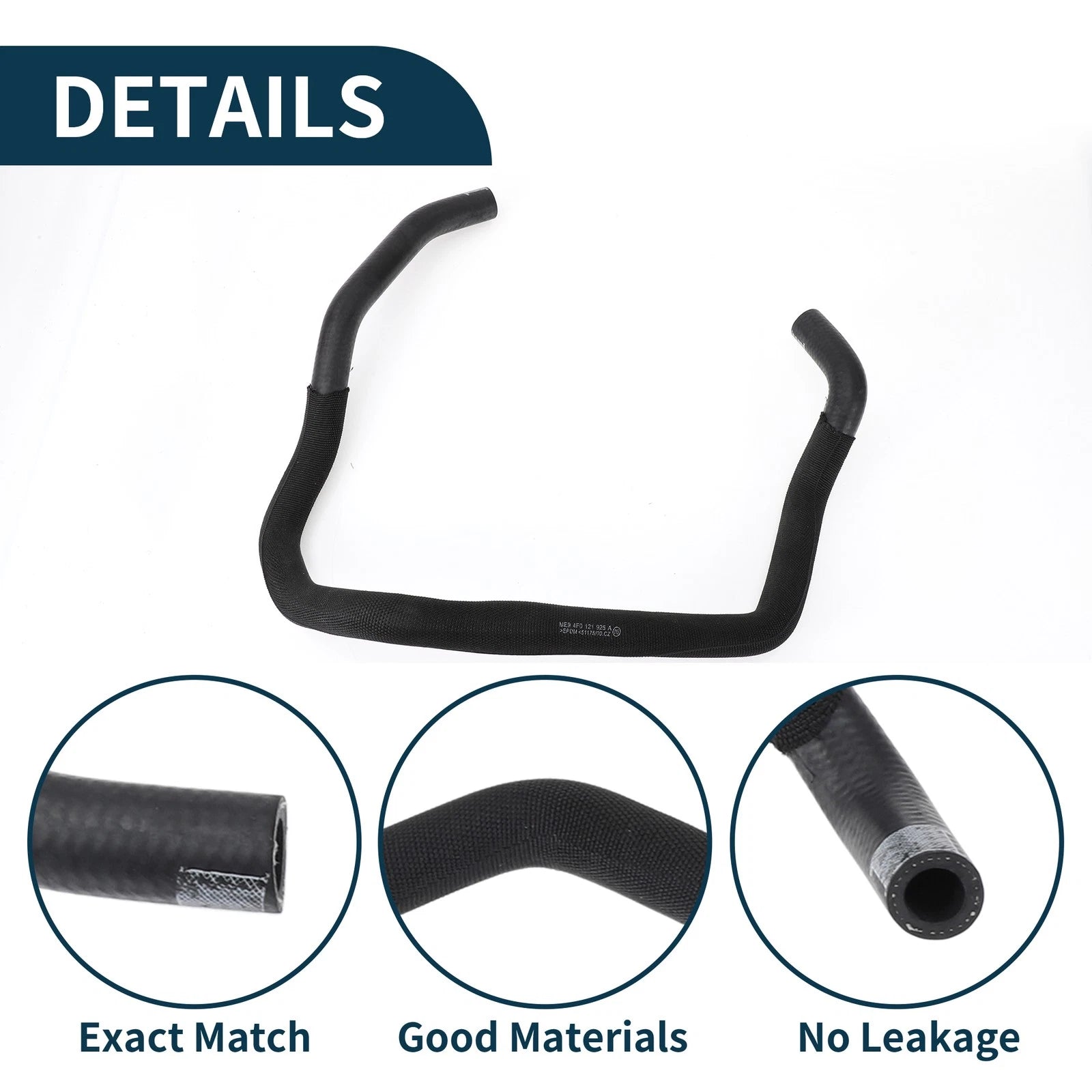 Radiator Hose Downpipe for Audi A6 (2007–2011) 4F0145925A Rubber Black