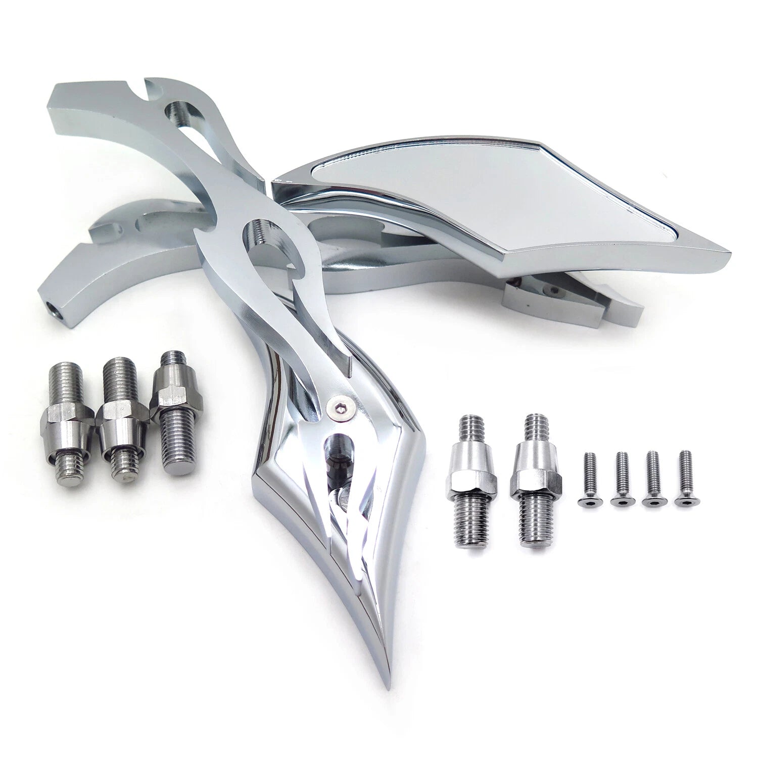Alloy Twist Diamond Custom Mirror for Honda Kawasaki Suzuki Cruiser (All Years)