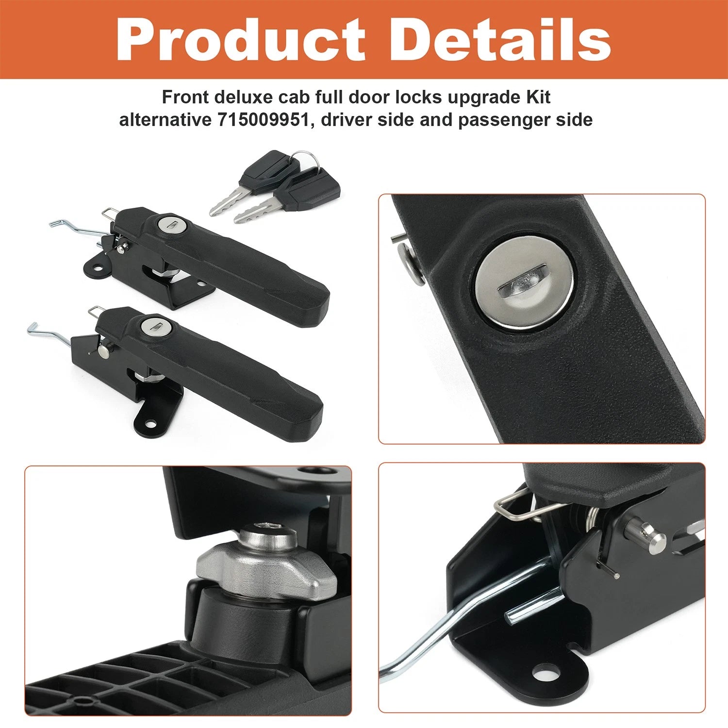 Front Deluxe Door Handle Lock for Can-Am Defender HD10 HD9 HD8 HD7 (2016–2023) 715009951