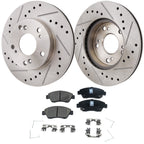 Brake Disc and Pad Kit for Honda Civic (2006–2011) Cross-drilled Slotted Front