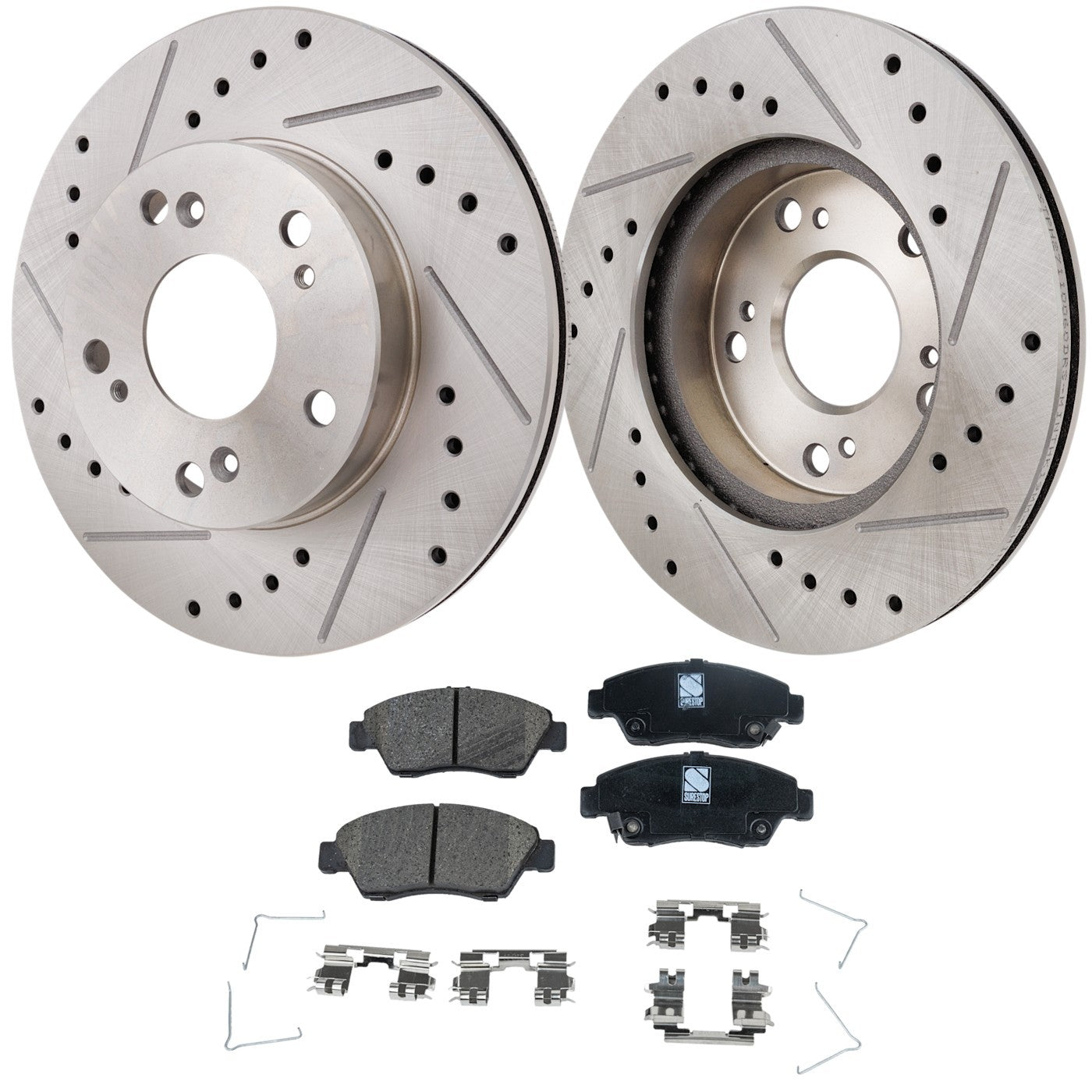 Brake Disc and Pad Kit for Honda Civic (2006–2011) Cross-drilled Slotted Front