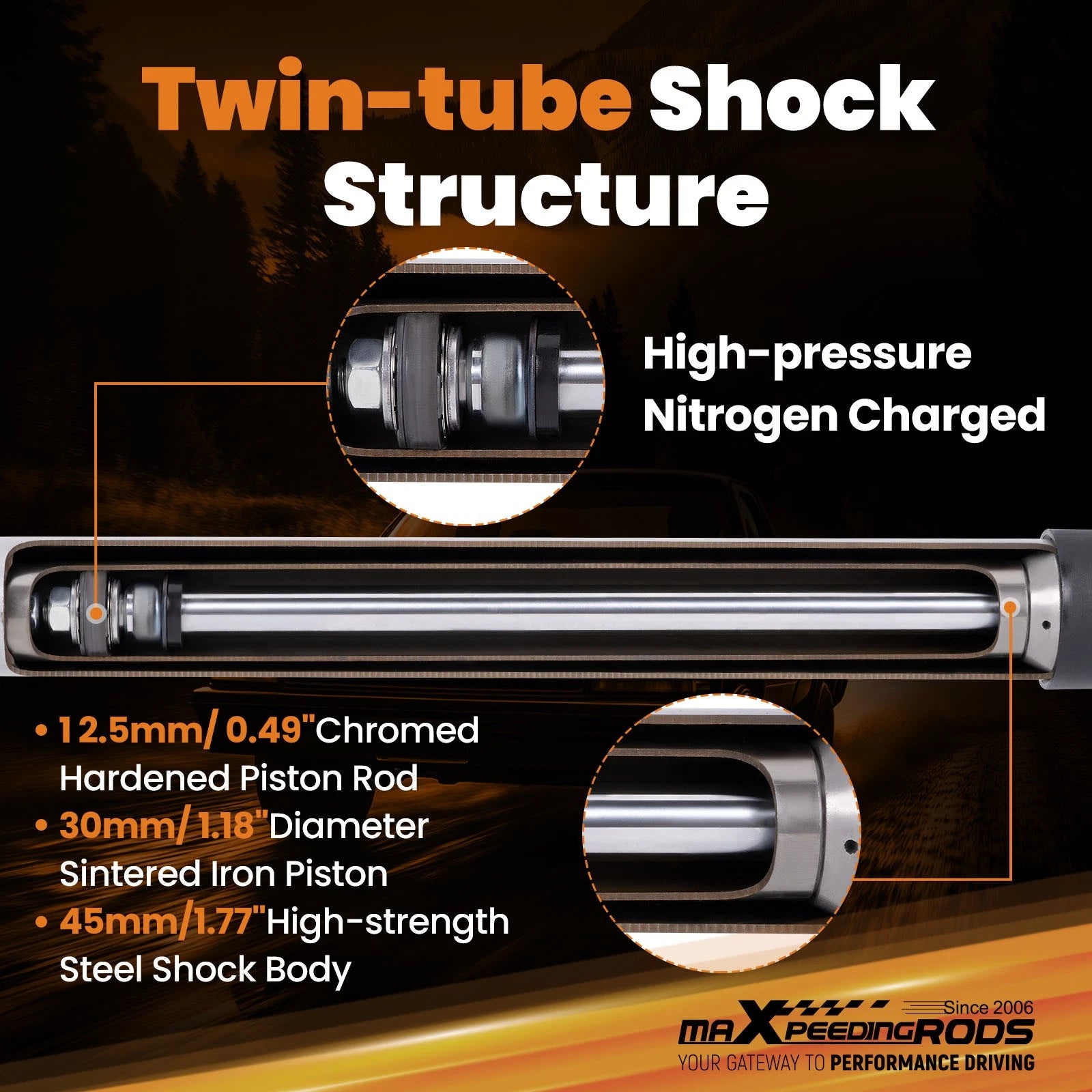 Rear Drop Shock Set for Chevrolet S10 GMC Sonoma RWD (1982–2004)