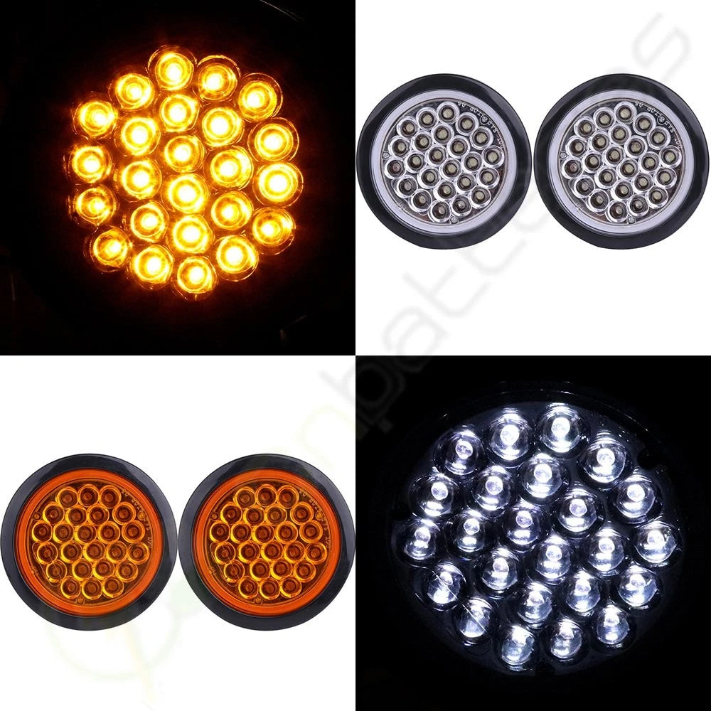 Set of 4 LED Side Marker Tail Lamps for Trailer (24V, Round)