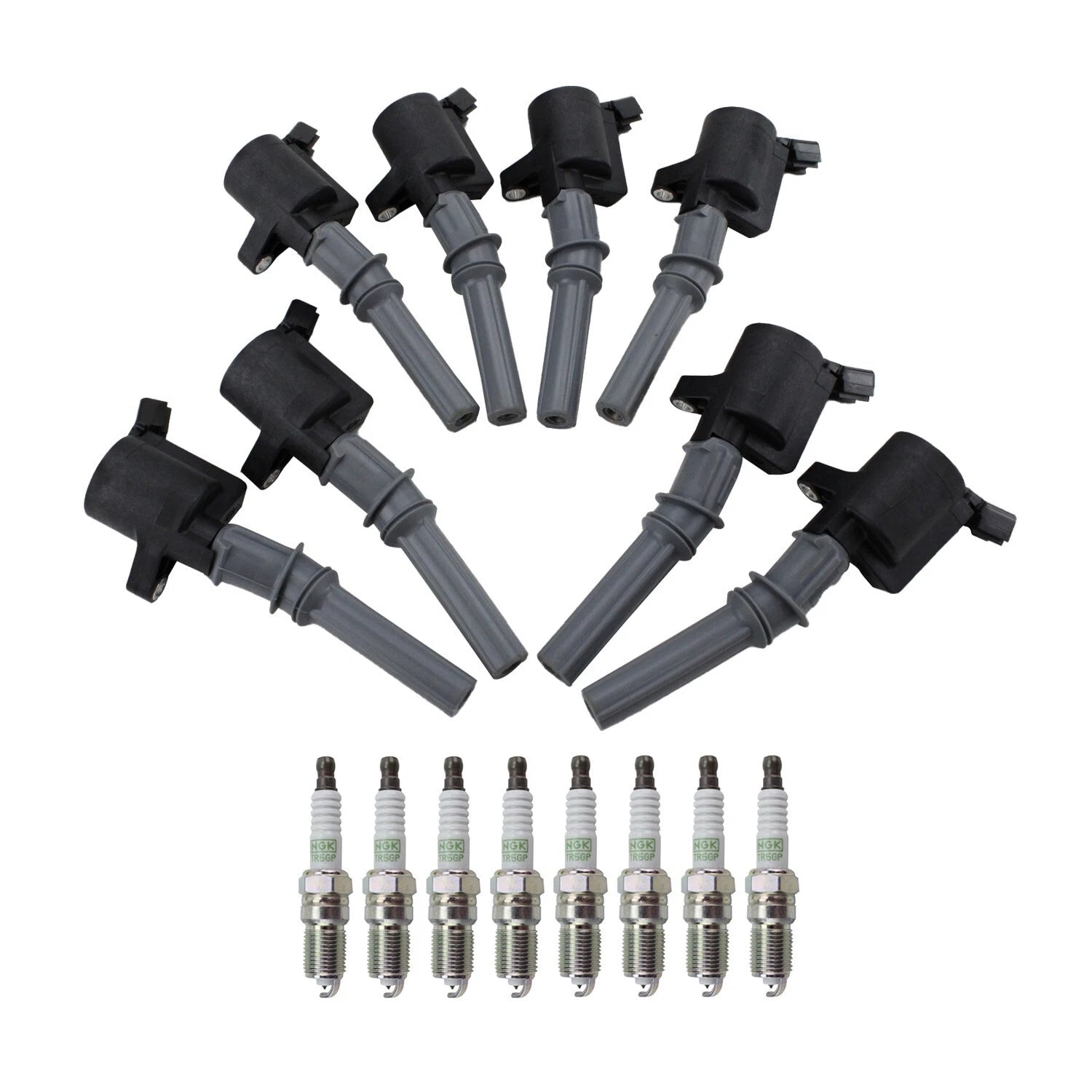 Set of 8 NGK Ignition Coils & Platinum Spark Plugs for E-150 E-250 F-150 F-250 V8