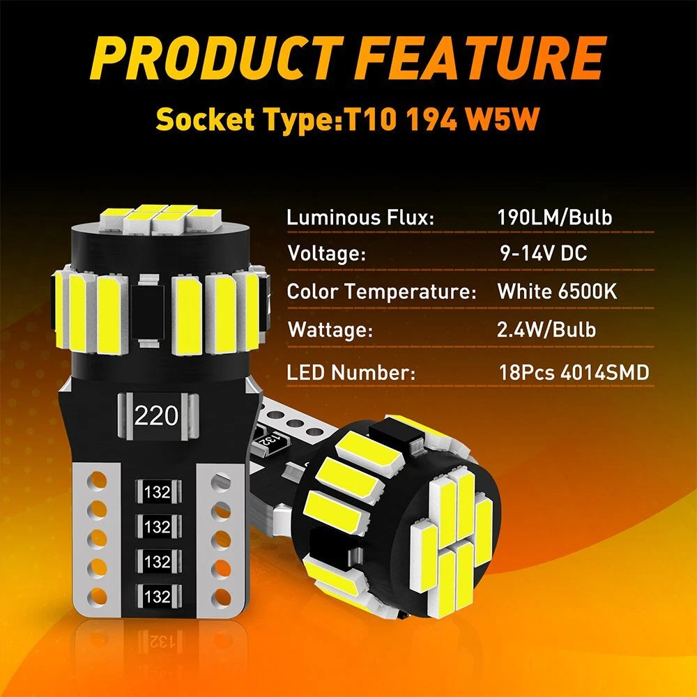 Set of 2 T10 CANBUS LED License Plate Lights for Various Models