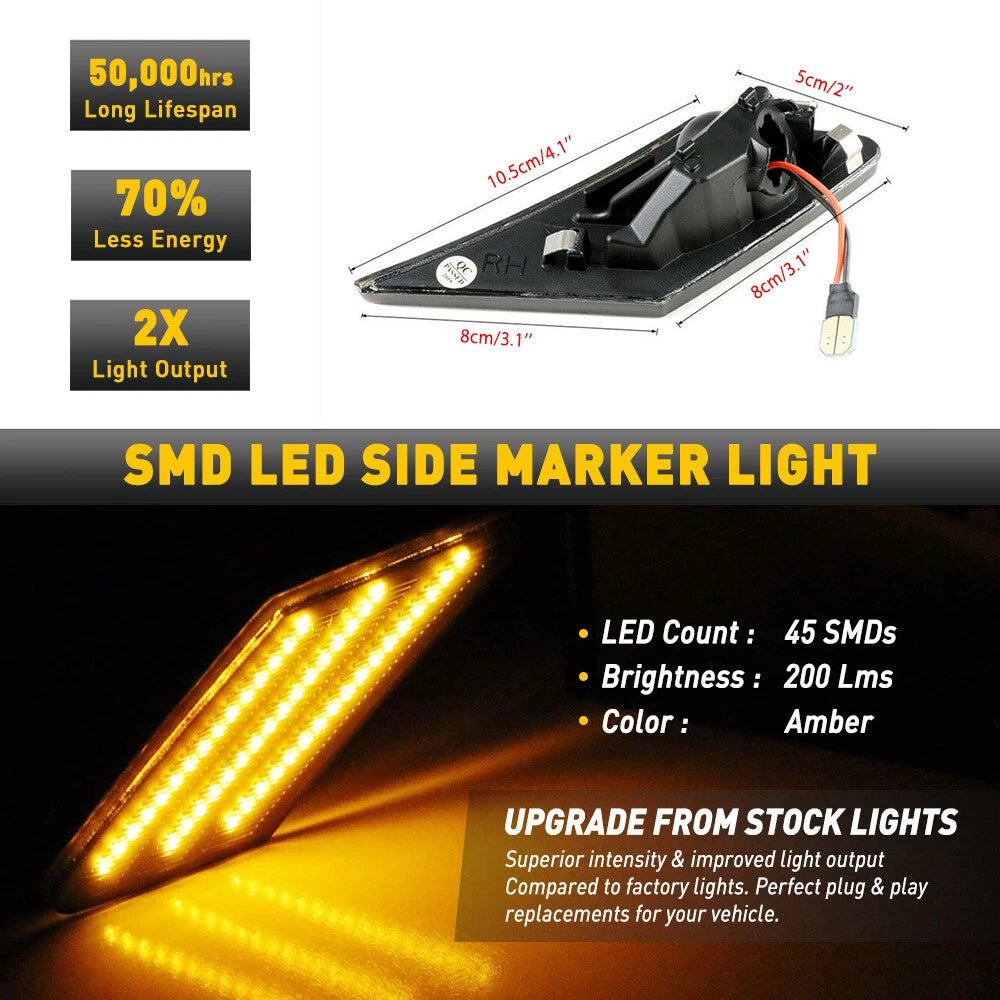 Sequential Smoked LED Side Marker Lights for Subaru BRZ Scion FRS 86