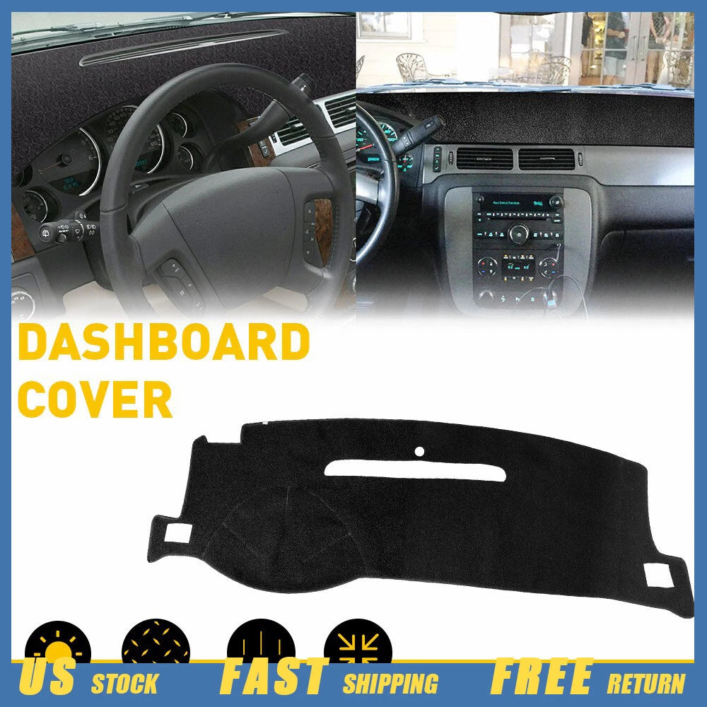 Dashboard Cover Mat for Chevy Silverado/Tahoe/Suburban (2007–2013) Black