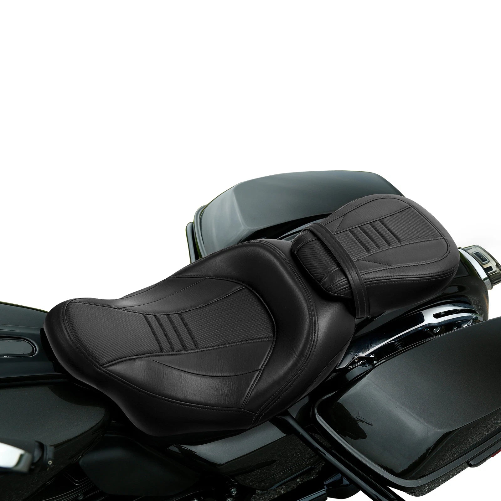 Black Gel Driver Passenger Seat for Harley Touring Street Road Glide (2009–2023)