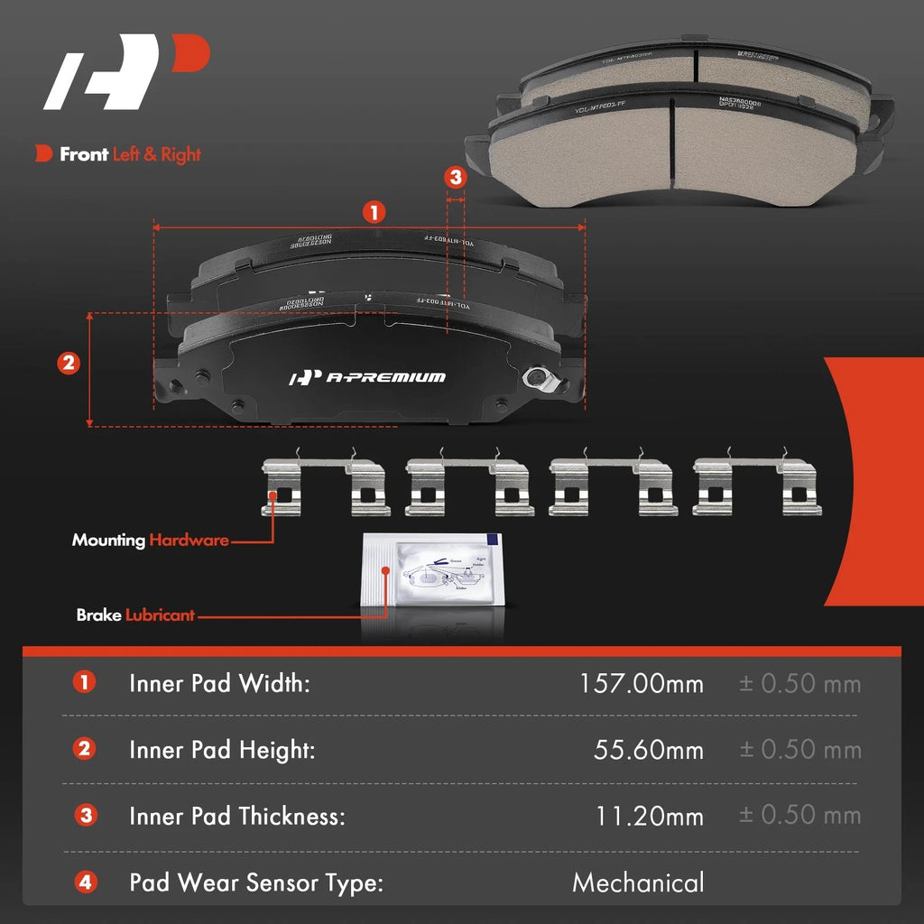 Set of 4 Front Ceramic Brake Pads for Chevrolet Silverado 1500 (2005–2018)