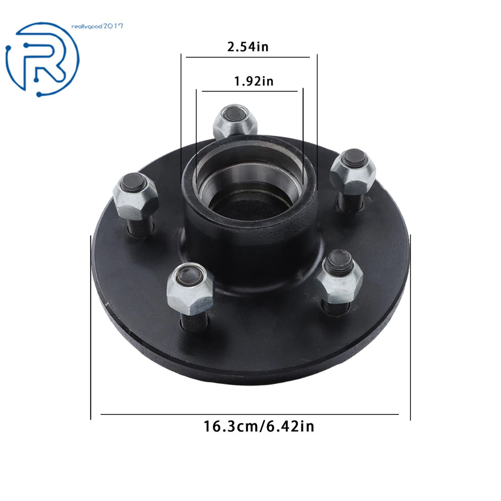 Set of 2 Trailer Axle Hub Assemblies for 3500 lbs (5-Lug, Pre-Greased)