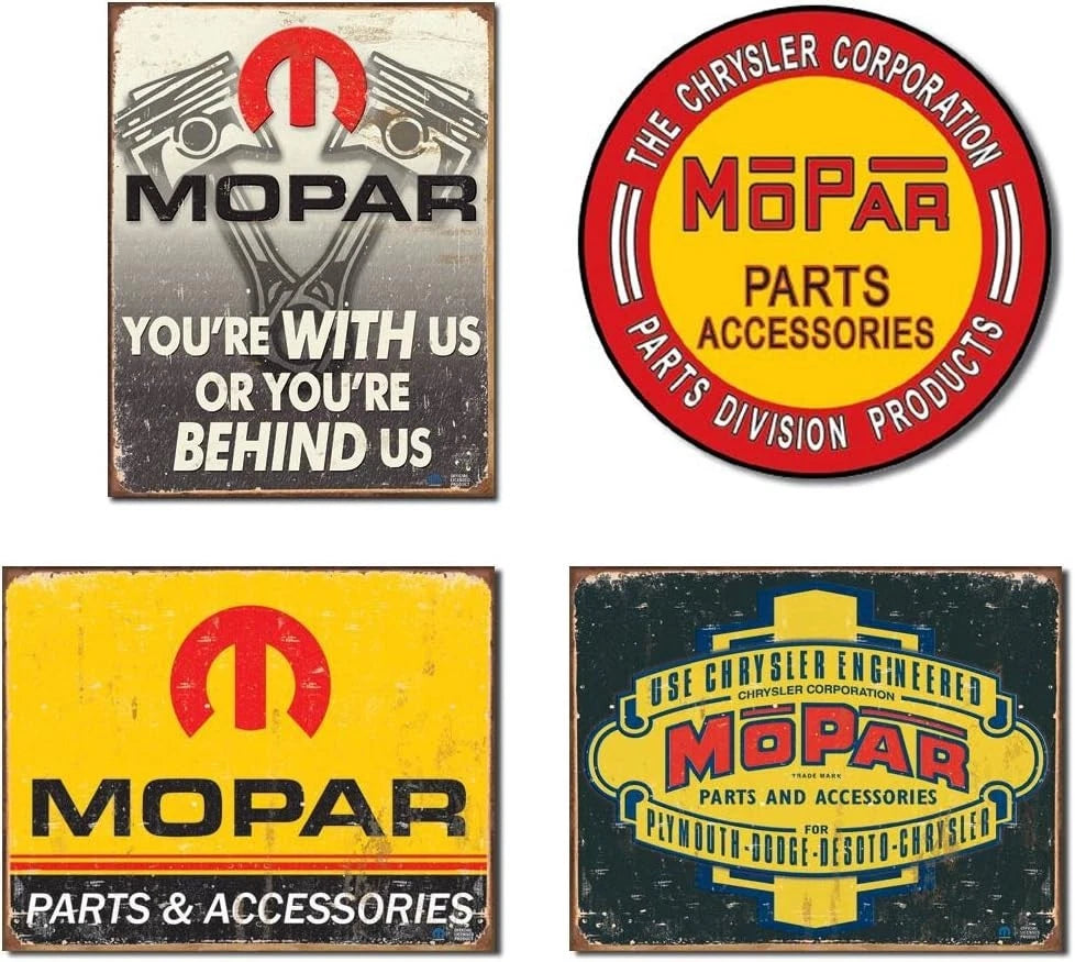 Set of 4 Mopar Signs for Mopar Logo ('64–'71, '37–'47) 613 2015 1314 1315