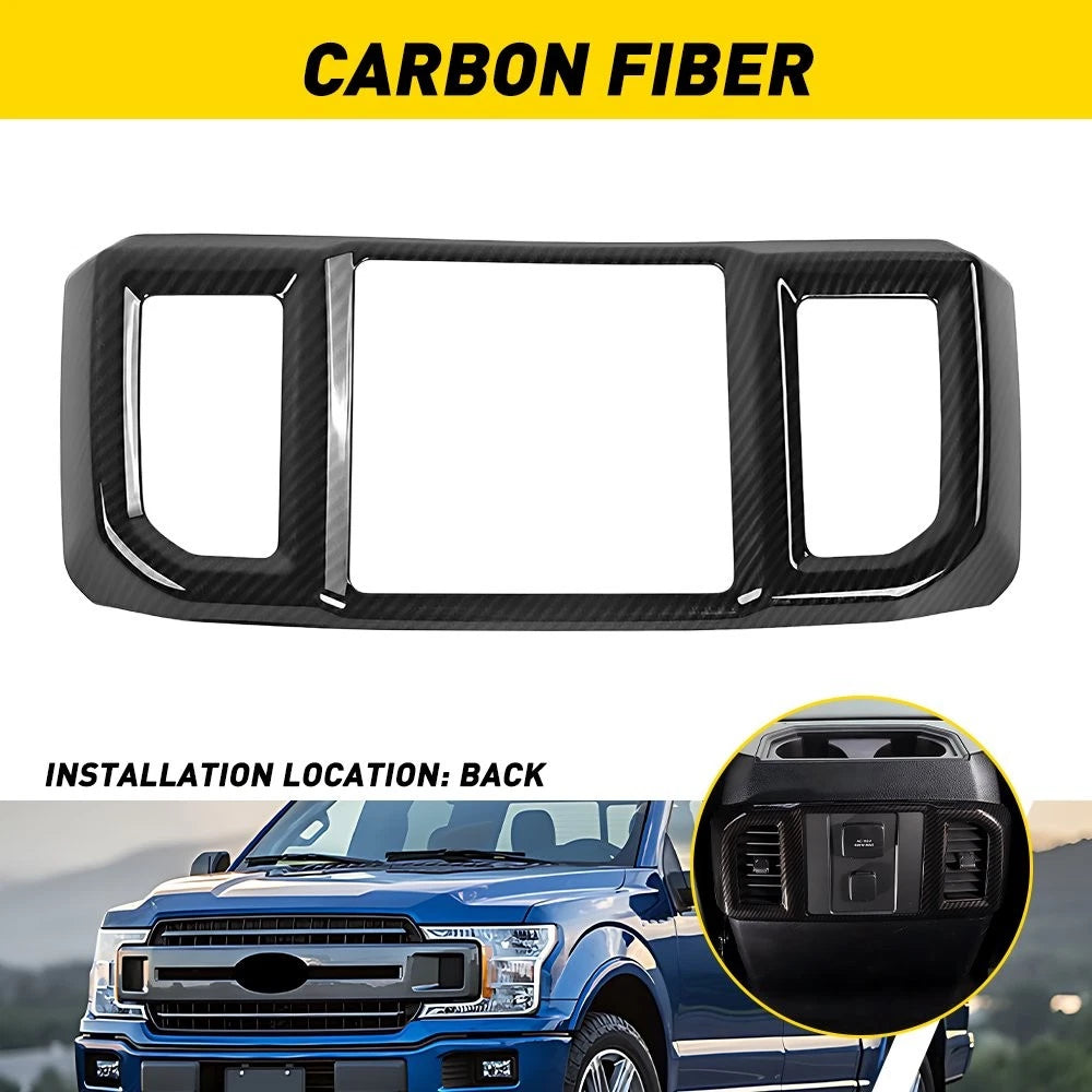 Real Carbon Fiber Rear Armrest Air Vent Outlet Cover Trim for Ford F150 (2015–2020)