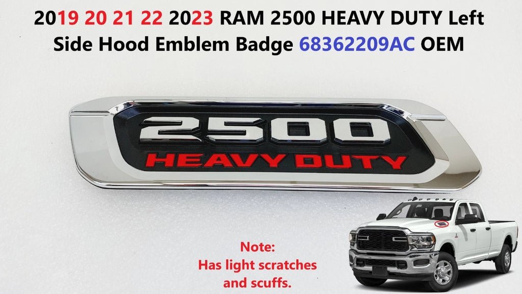 Left Side Hood Emblem Badge for RAM 2500 Heavy Duty (2019–2023) 68362209AC