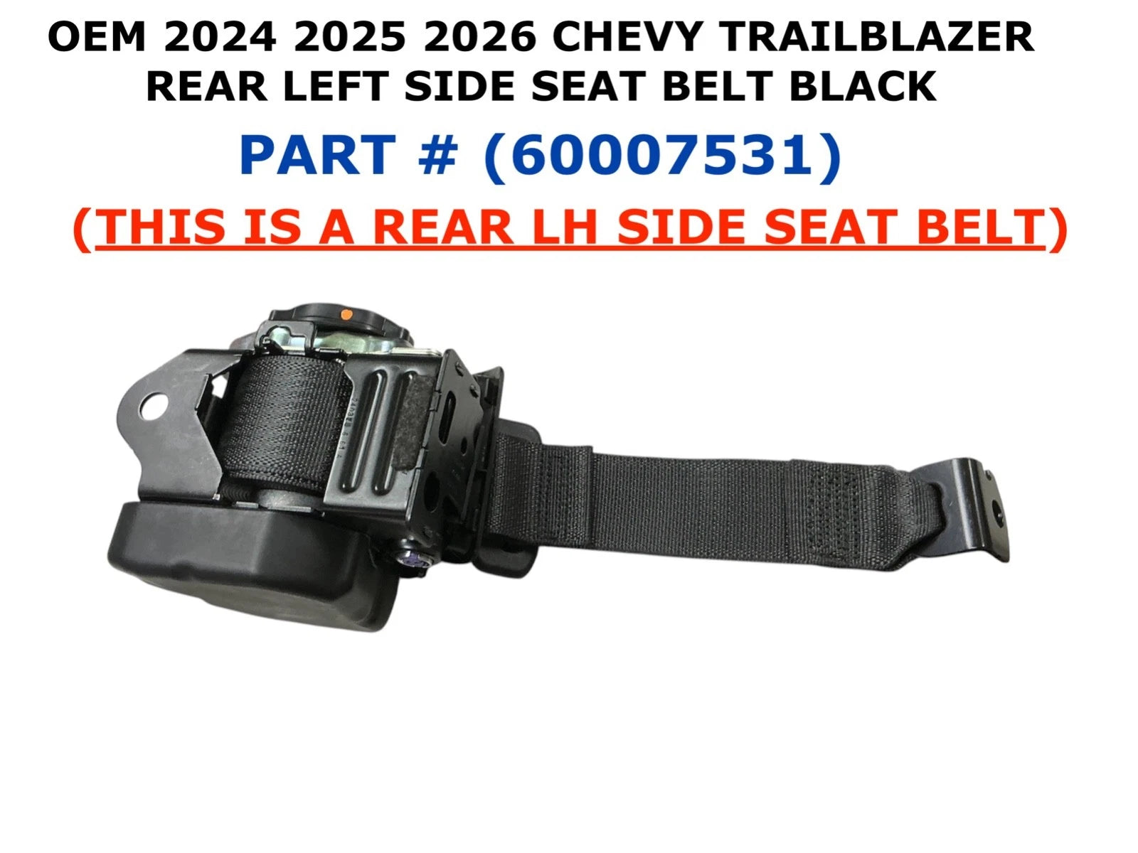 Rear Left Side Seat Belt for Chevy Trailblazer (2024–2026) 60007531, Black
