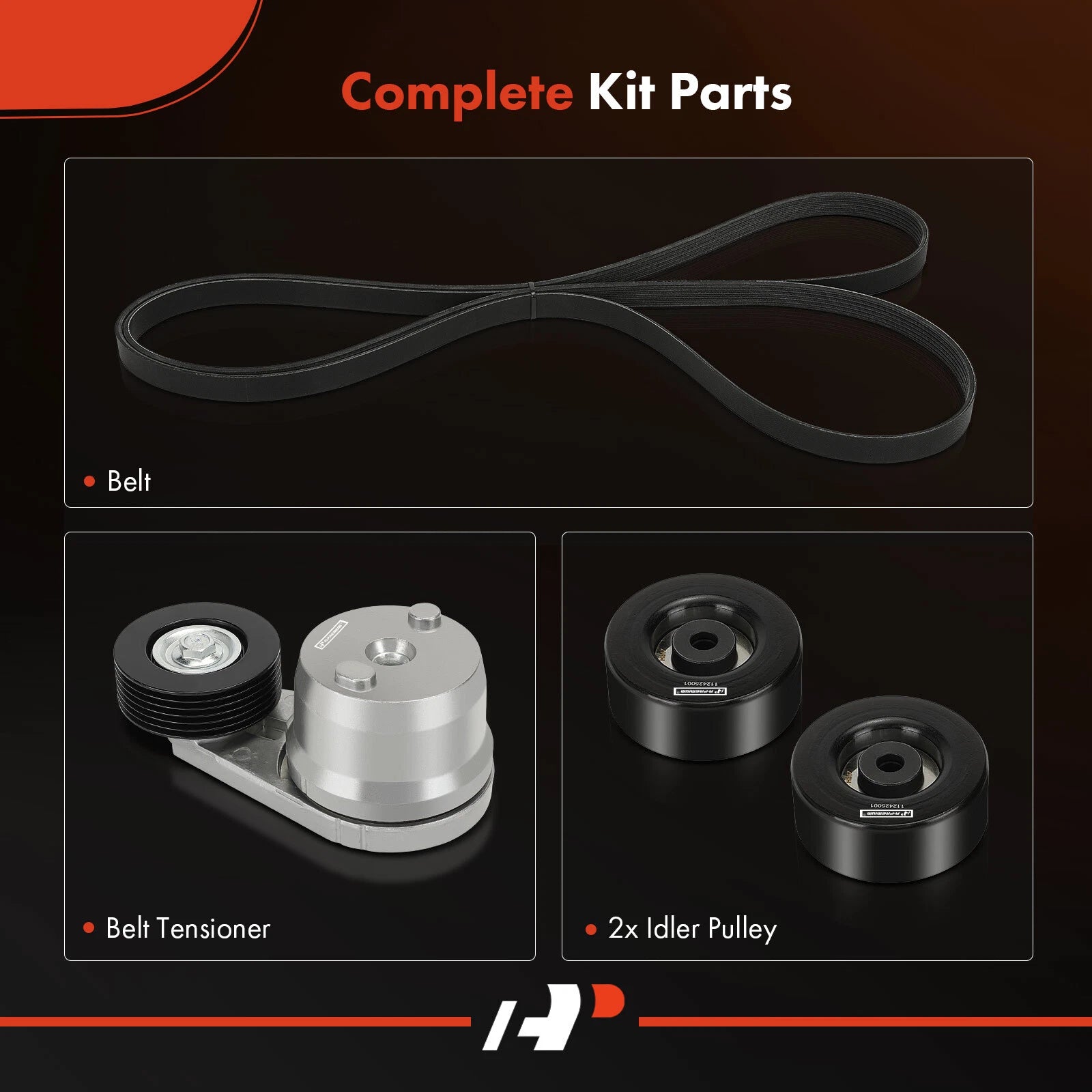 Set of 4 Serpentine Belt Drive Components for Chevrolet Express 2500