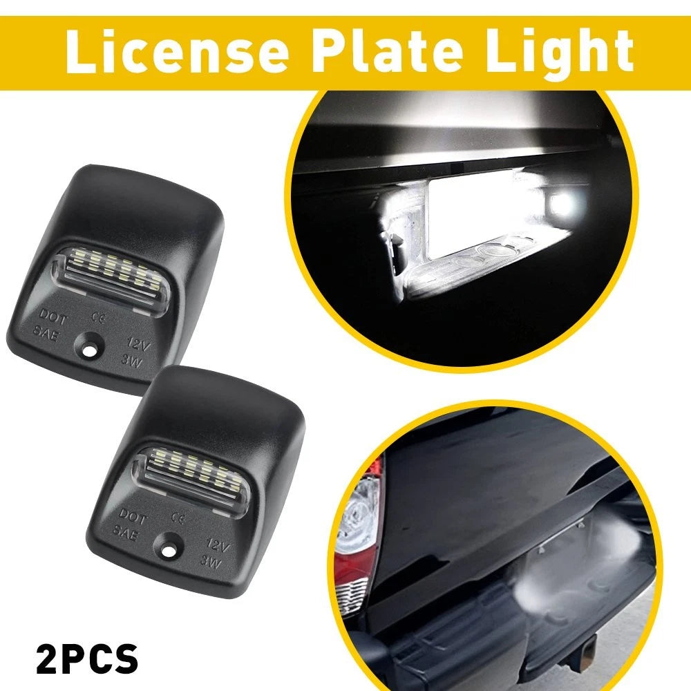 2X White LED License Plate Lights for Toyota Tacoma, Tundra (2005–2015)