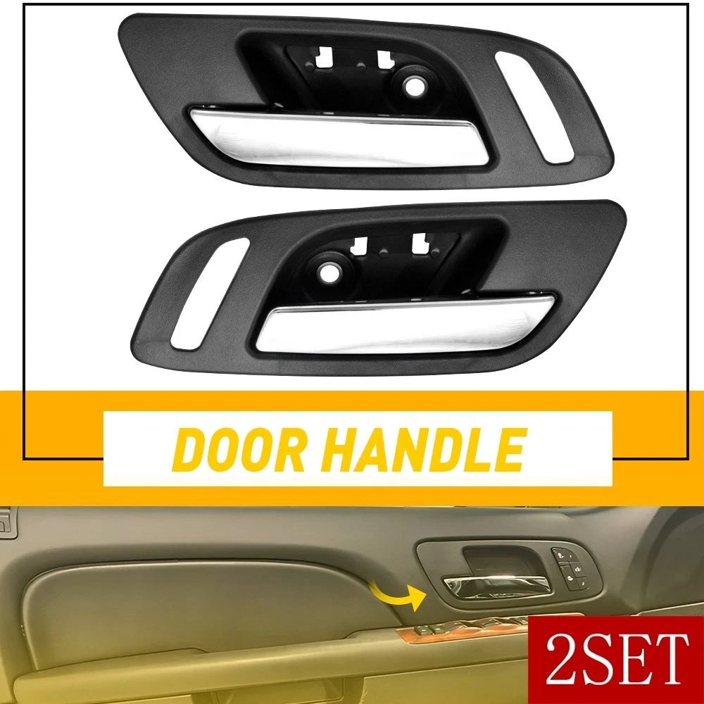Set of 2 Interior Door Handles for Chevrolet Avalanche (2007–2013) Black Chrome