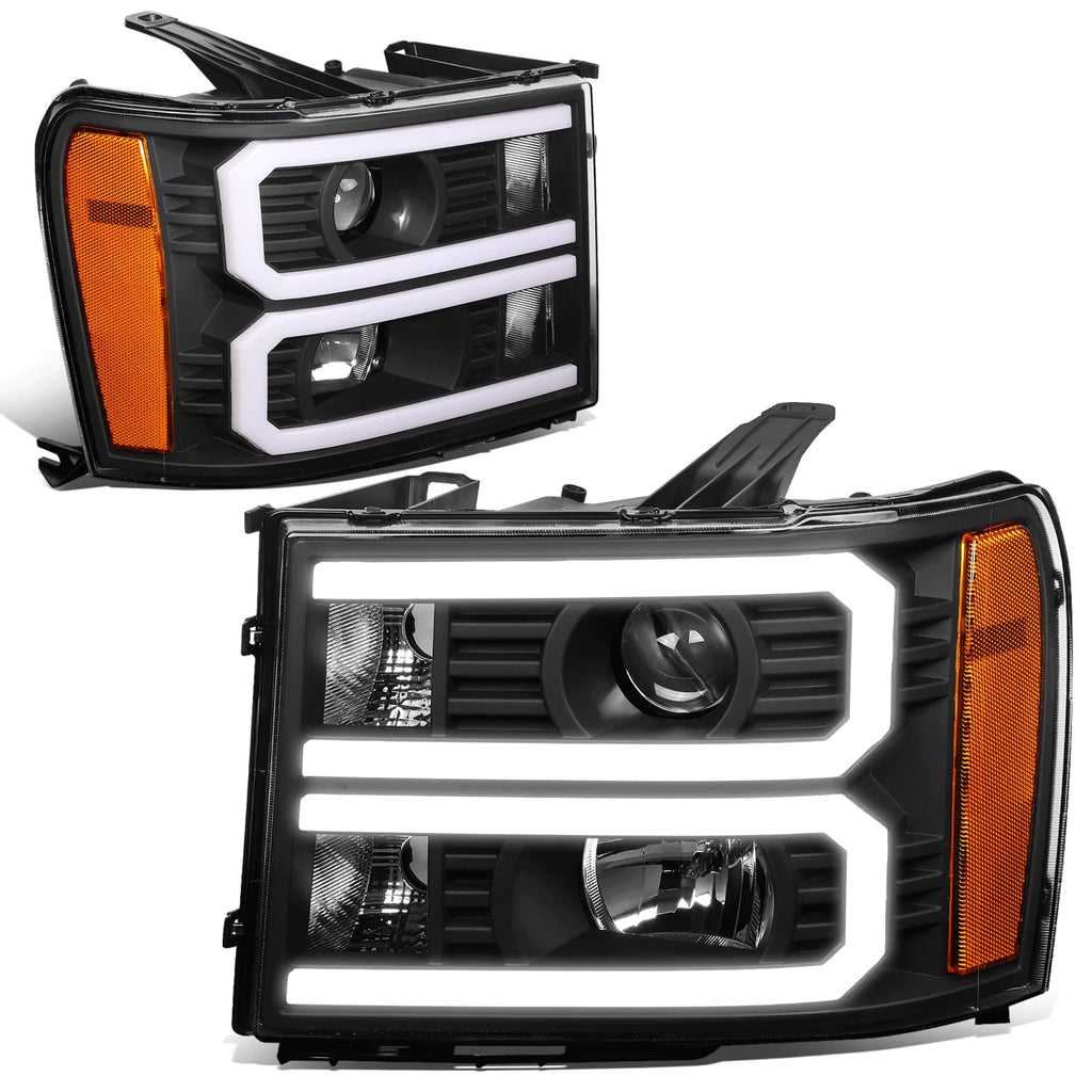 Custom LED U-Light Bar DRL Projector Headlight for GMC Sierra (2007–2014)