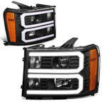 Custom LED U-Light Bar DRL Projector Headlight for GMC Sierra (2007–2014)