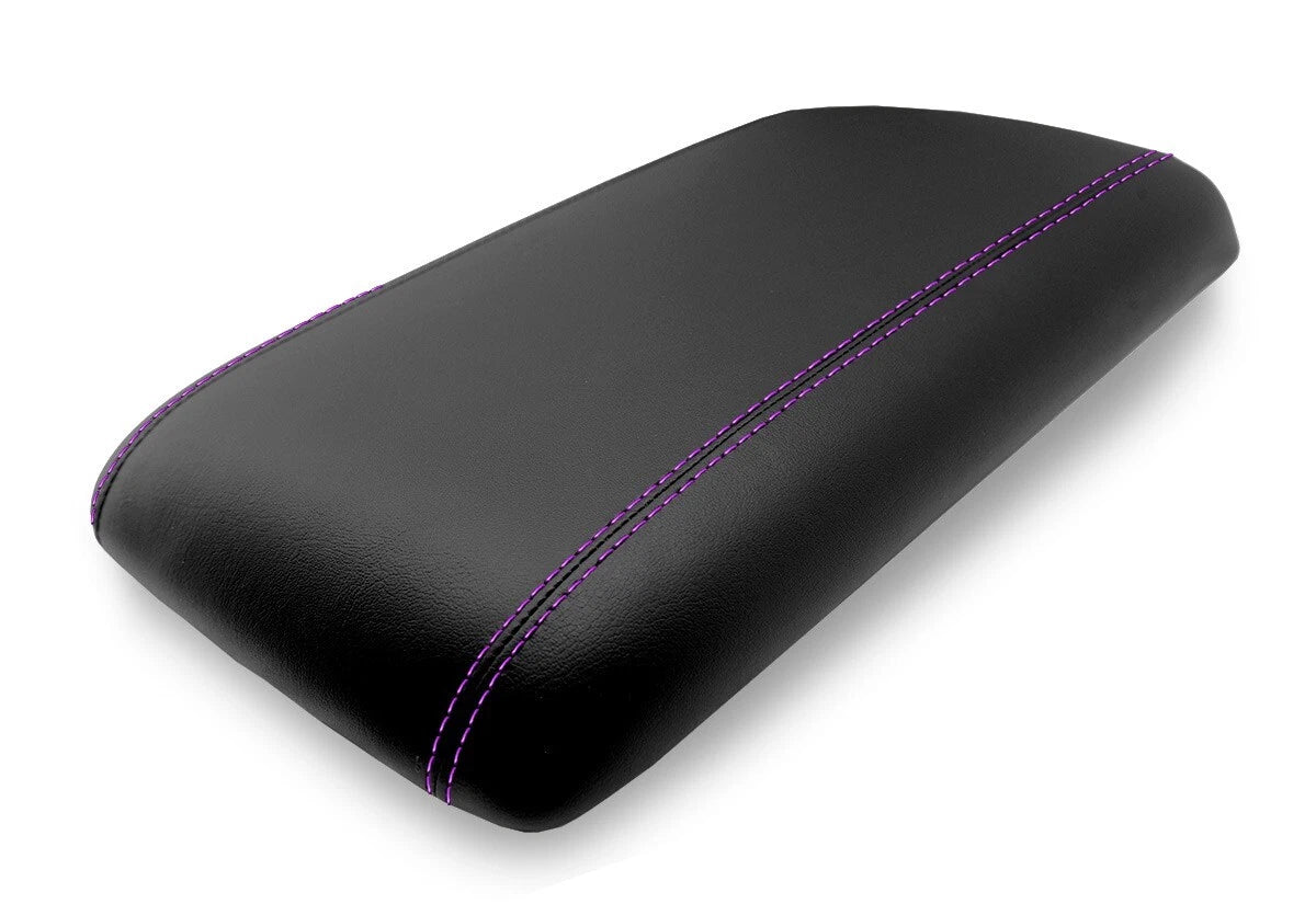 Leather Console Lid Armrest Cover for Ford Expedition (2003–2006) Purple Stitch