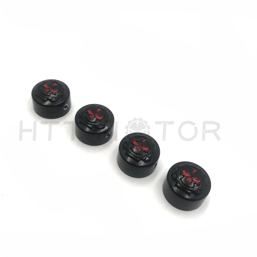 Set of 4 Black Gear Skull Bolt Caps for Harley Dyna Softail Road King
