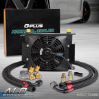 30 Row Aluminum Engine Oil Cooler with Thermostat Adapter Kit and Fan