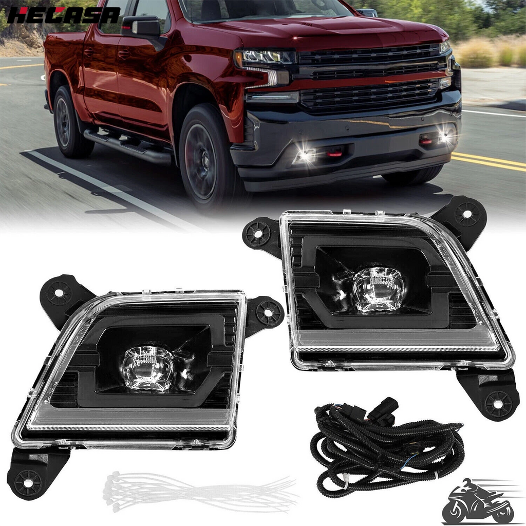 LED Fog Lights for Chevy Silverado 1500 (2019–2022) Black Housing