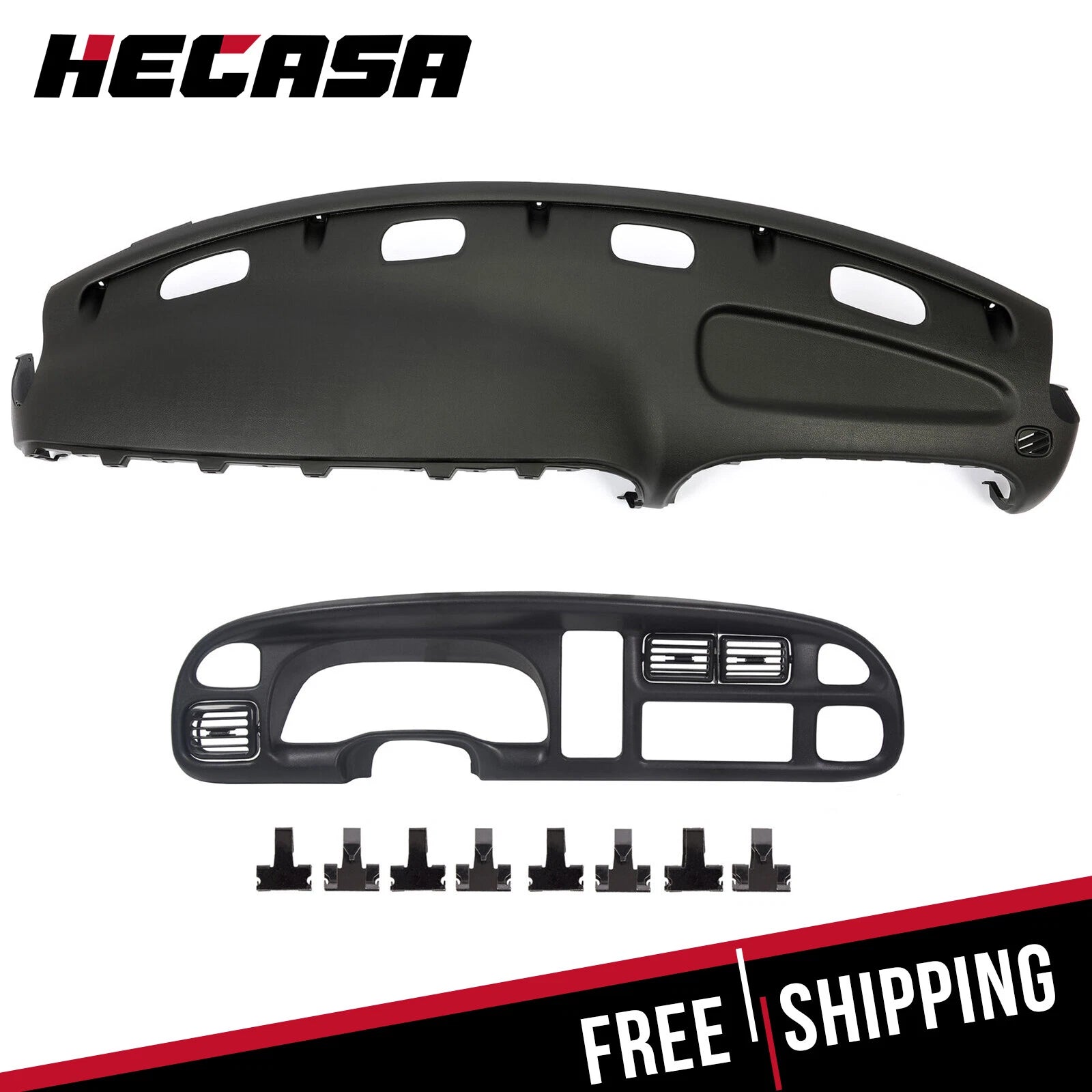 Dash Pad Cover for Dodge Ram 1500 2500 (1998–2002) Black Bezel Vent