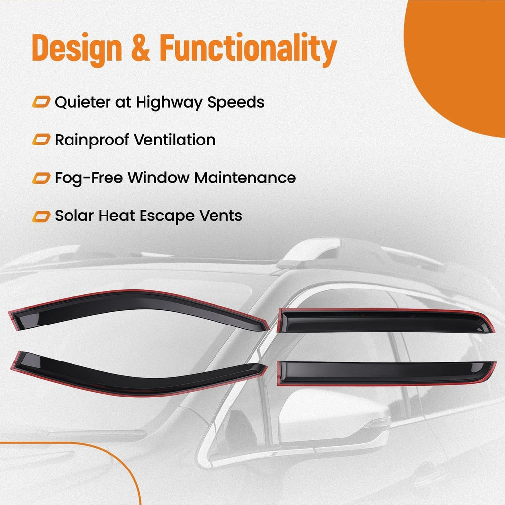 Set of 4 Window Rain Guards for Jeep Cherokee (2014-2021) Black