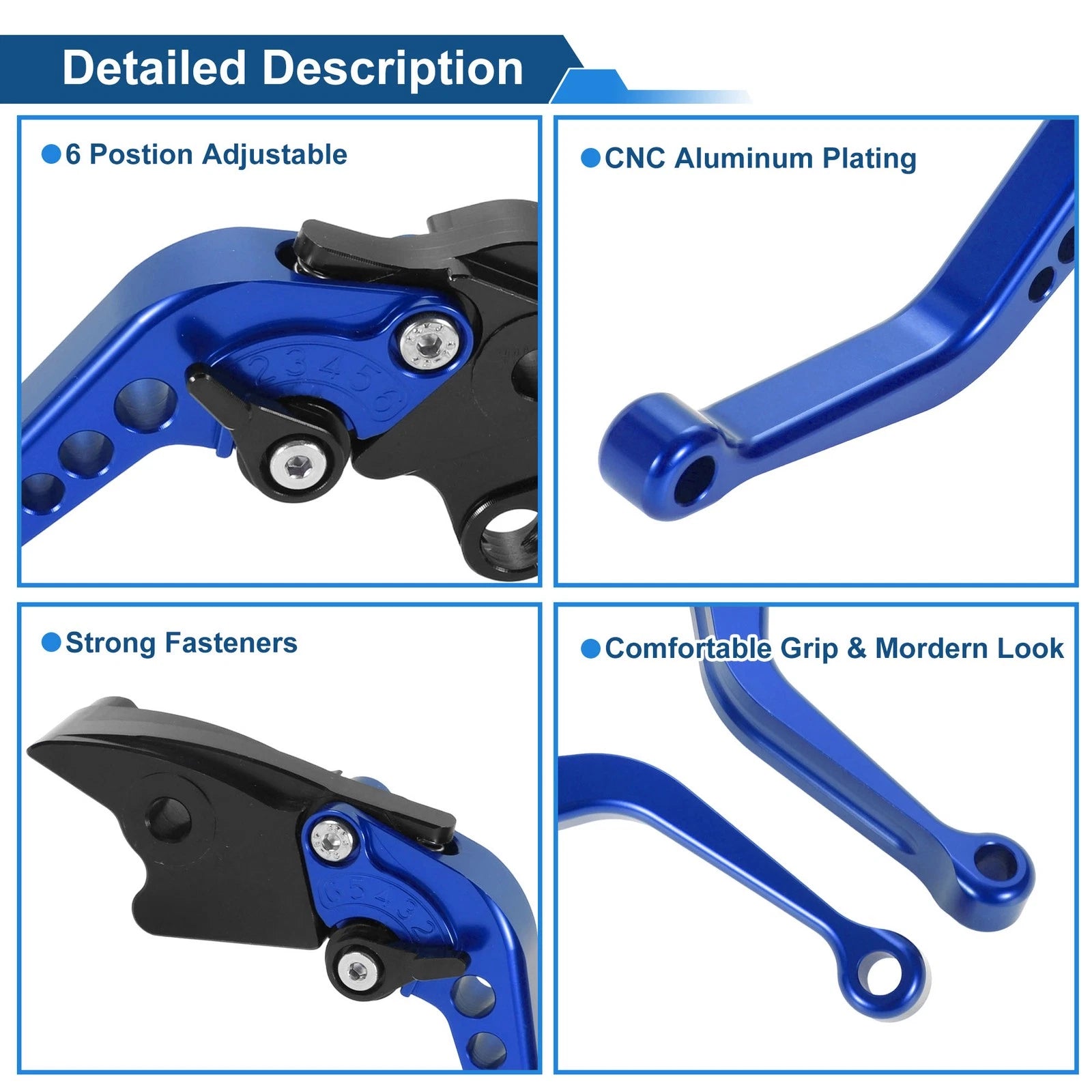 Long Brake Clutch Levers for Honda VFR1200F (2010–2014) Blue 1 Pair