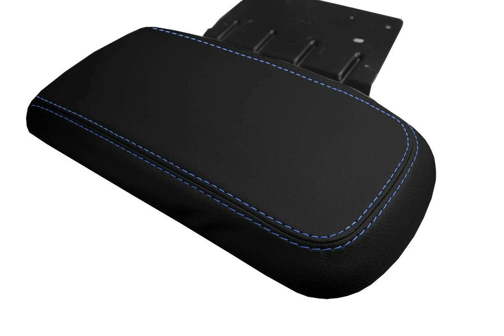 Leather Console Lid Armrest Cover for Mitsubishi Eclipse (2006–2012) Blue Stitch