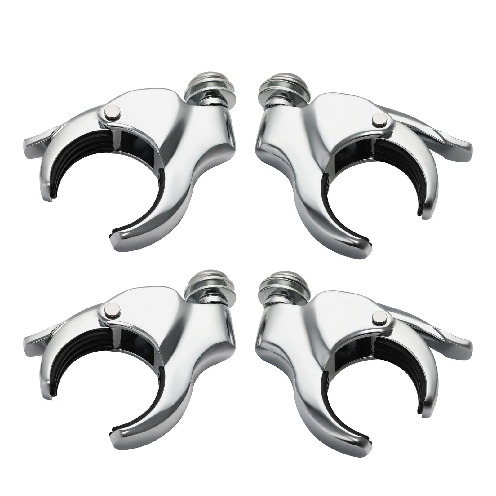 Set of 4 Windshield Clamps for Harley Fat Street Bob FXLR (2018–2025) Chrome